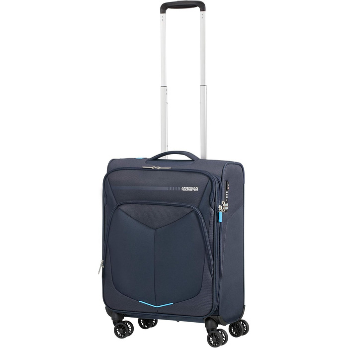 Валіза American Tourister Summerfunk синя, 79 см, 119 л, поліестер, на 4 колесах, розширювана, дорожня сумка для подорожей