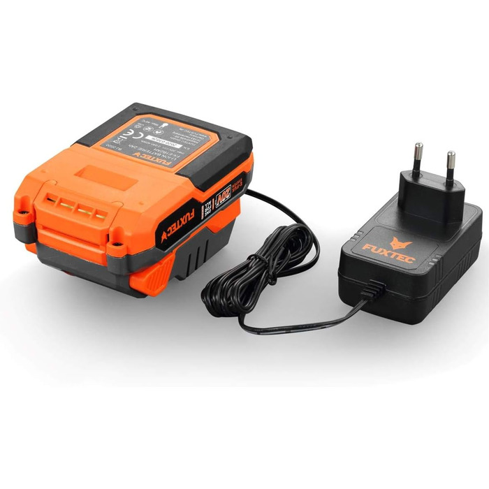 Акумуляторний повітродув FUXTEC 20V FX-E1LB20 з 2 акумуляторами Li-Ion 2Ah та зарядною станцією 2,4A, для саду, доріжок і подвір'я, тиха робота, швидкість до 38 м/с