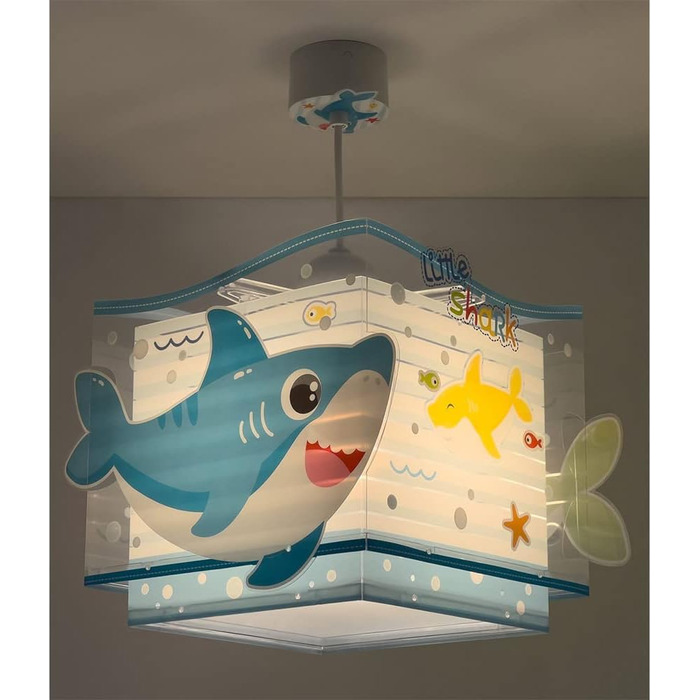 Підвісна дитяча лампа Dalber Little Shark, стельова лампа для дитячої кімнати, E27, дизайн акули, 63472