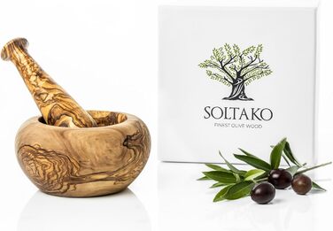 Ступка з товкачем SOLTAKO The Sicilian Mortar, 12 см, для спецій, дерев'яна