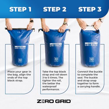 Водонепроникний сухий мішок Zero Grid 40 л для туризму, кемпінгу, каякінгу, різних розмірів