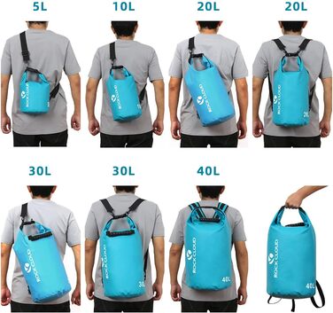 Водонепроникний мішок Dry Bag 30 л для каякінгу, рафтингу, човна, пляжу, серфінгу, купання, каное, кемпінгу, риболовлі, лиж, чорний
