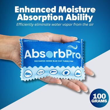 Absorb Pro Перезаряджаємий мішечок-осушувач повітря, 10 шт, 100 г, багаторазові абсорбери вологи з силікагелем для сміттєвих баків, сумок, сейфів для зброї, зберігання продуктів