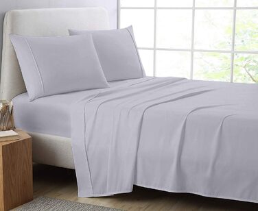 Простирадло Comfort Beddings 600TC, 100% єгипетська бавовна, супер м'яке, гіпоалергенне, односпальне, сріблясте
