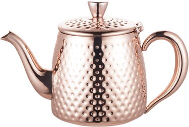 Чайник Café Olé Sandringham з ефектом кування, нержавіюча сталь 18/10 і мідна поверхня, 0.5 л, не протікає, порожнисті ручки