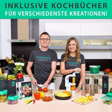 Овочерізка freegreen Німеччина з нержавіючої сталі з V-подібним лезом і контейнером, з тримачем для овочів, для нарізки фруктів, овочів і джул'єну