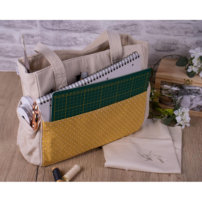 Сумка для рукоділля Hobby Gift, бавовна, з бджолиним принтом, 13x36x31 см