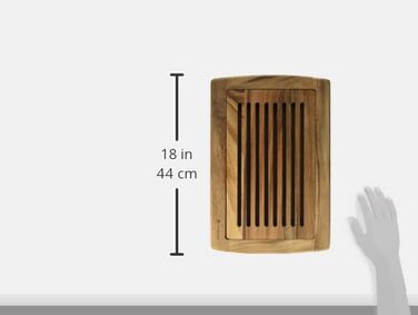 Дошка для нарізання хліба Zassenhaus з жолобками, 42x28x2 см, знімна решітка для крихт, акація, кухонна дерев'яна дошка для хліба, булочок і багета, захищає лезо ножа