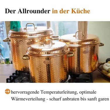 Каструля Copper Garden 8 л мідна з кришкою