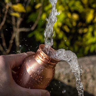 Мідна пляшка для води 500 мл, сучасний вінтажний дизайн, аюрведичний посуд для здорового способу життя