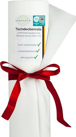 Скатертина Sensalux у рулоні 1,18×25 м, водонепроникна, неткана, сертифікат Oeko-TEX 100, біла