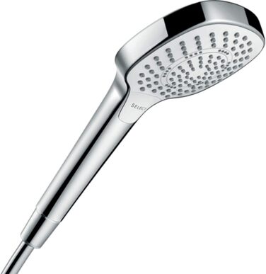 Душова лійка hansgrohe Croma Select E, водозберігаюча, 3 режими струменя, антивапняна, біла/хром