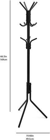 Вішак для одягу та капелюхів Amazon Basics, металевий, 29.5x29.5x167 см, чорний