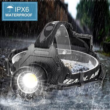 Ліхтар налобний LED XHP70, 90000 люмен, USB акумулятор, 5 режимів, зум, водонепроникний, для кемпінгу, полювання, риболовлі, велосипеда, чорний