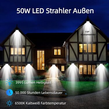 2 шт. LED прожектор 100Вт, 8140Лм, тепле світло 3000K, IP66, вуличний водонепроникний світильник для двору, під'їзду, гаража, саду, суперяскравий