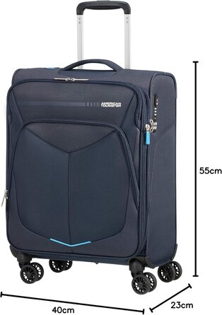 Валіза American Tourister Summerfunk синя, 79 см, 119 л, поліестер, на 4 колесах, розширювана, дорожня сумка для подорожей