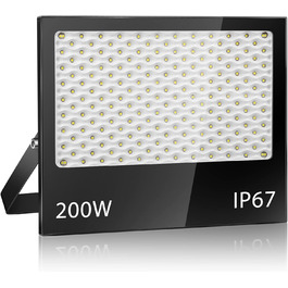 200Вт LED прожектор для вулиці, 20000Лм, 7000K холодне біле світло, IP67 водонепроникний, для подвір'я, гаража, саду