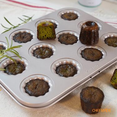 Форма для випікання CHEFMADE, міні канеле, антипригарна, 12 отворів, для кексів і мафінів, шампань золото