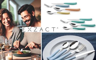 Набір столових приборів EXZACT 24 шт. – нержавіюча сталь, кольорові пластикові ручки, 6 виделок, 6 ножів, 6 столових ложок, 6 чайних ложок
