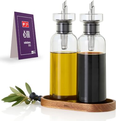 AdHoc BE81 набір: дозатор для олії або оцту AromaPour, скляна пляшка 300 мл з нержавіючим носиком, підставка, герметичний, для оливкової, гарбузової олії чи оцту