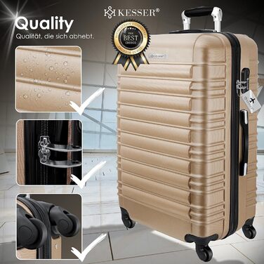 Валіза KESSER® 75 см 120 л, жорсткий ABS, з вагами та биркою, 4 колеса, телескопічна ручка, кодовий замок, шампань