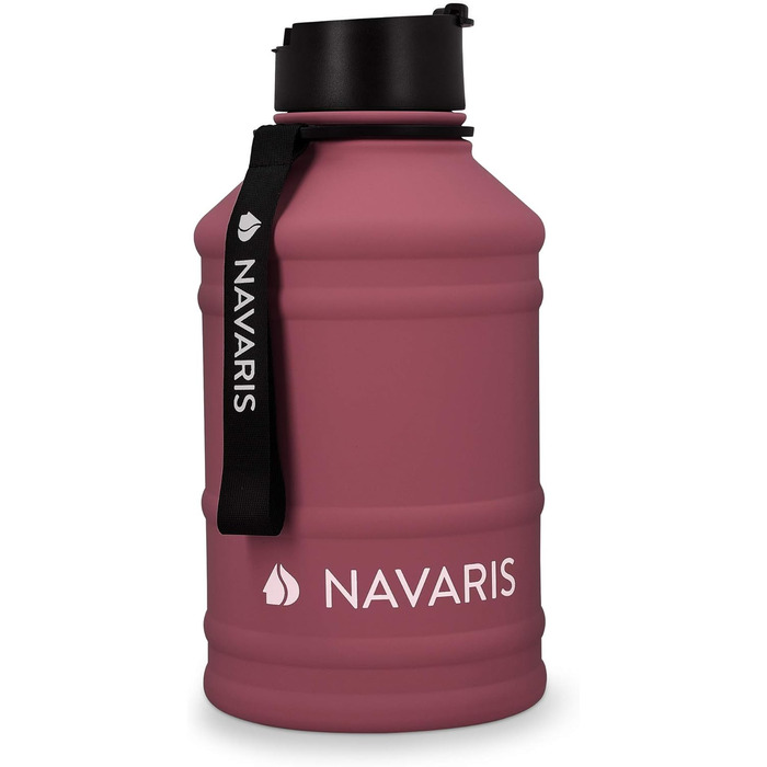 Navaris Фітнес пляшка для води 2,2 л з нержавіючої сталі, спорт пляшка XXL для тренувань, BPA Free, бордова