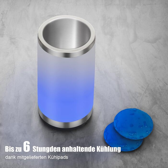 Elrigs Винний охолоджувач з RGB підсвіткою та сенсорною лампою, фляшковий охолоджувач з 2 охолоджувальними елементами для 750 мл шампанського/вина, ідеально як подарунок для жінок і чоловіків, аксесуар для вина для вечірок і вечерь
