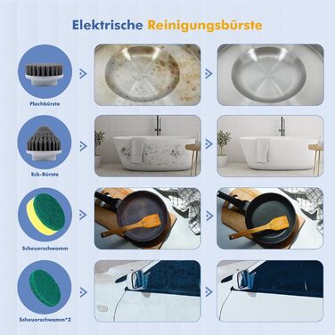 Електрична щітка для прибирання Spin Scrubber з 5 насадками, 2 режими, LED-індикатор — для ванної, плитки, швів, кухні, скла, гриля та шин