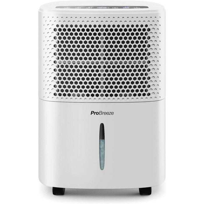 Осушувач повітря Pro Breeze 12 л/24 год для кімнат до 120 м³, з цифровим дисплеєм, таймером, дренажним шлангом, 3 режимами, проти вологи і плісняви, білий