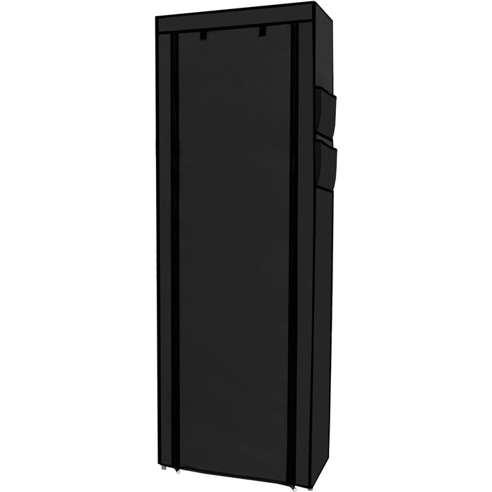 Тканинна шафа INTIRILIFE 170x58x28 см, чорна, з блискавкою, 9 полиць, для одягу та взуття, складана шафа для кемпінгу, текстильний гардероб