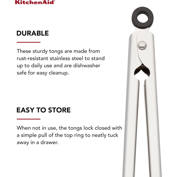 Кухонні щипці KitchenAid, силікон та нержавіюча сталь, 30,5 см