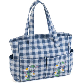 Сумка для рукоділля з бавовни Hobby Gift 13x36x31 см, клітинка з польовими квітами