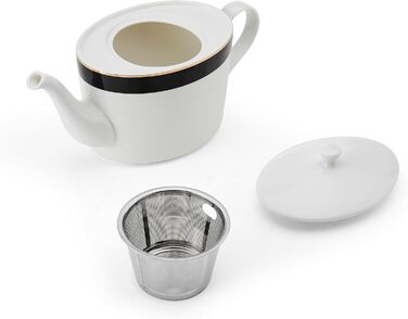 Чайник Mikasa Luxe Deco порцеляновий, 1.1 л, з фільтром, арт-деко, золото, для 4 чашок, підходить для посудомийки