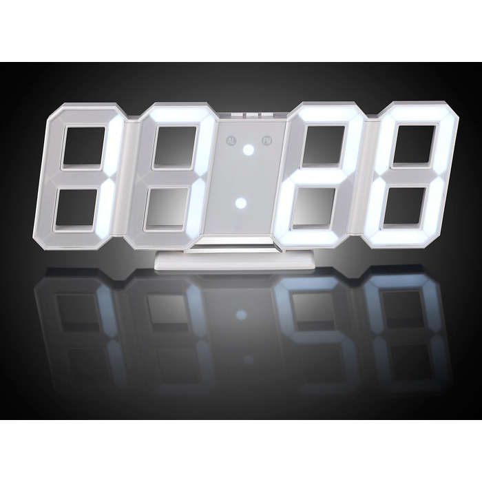 Діджитал-годинник Lunartec настінний і настільний, Jumbo LED, 3D, будильник, з підсвіткою, димований, 28 см
