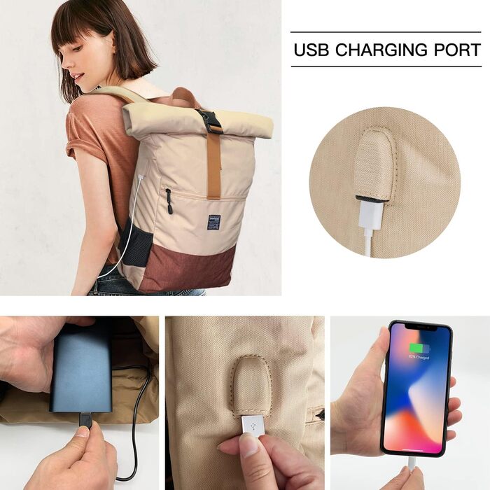 Рюкзак для ноутбука EverVanz, водонепроникний, легкий, міський, з USB-зарядкою, стильний шкільний рюкзак для подорожей, колір хакі