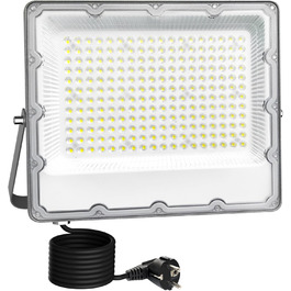 Комплект із 2 LED прожекторів для вулиці 100Вт, 8910Лм, холодне біле світло 6500K, IP66 водонепроникний, з євровилкою, для безпеки, двору, саду