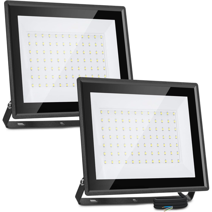 LED прожектор Aigostar 100Вт 8700Лм, холодне світло 6500K, IP65, водонепроникний, для вулиці та приміщень, саду, гаража, спортмайданчика, двору (2 шт, 70Вт)