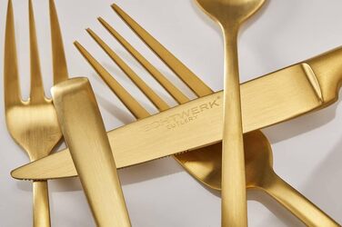 Набір столових приборів ECHTWERK Avelino Gold Edition, 20 предметів, матова нержавіюча сталь 18/10, для 4 осіб, преміум якість, для весіль, свят та декору столу