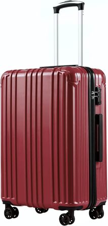 Валіза COOLIFE середня, жорсткий корпус, PC+ABS, легка, з TSA-замком, 4 колеса, червоний