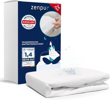 Водонепроникний наматрацник ZenPur 180x200 см, 2 шт, бавовна, сертифікат Oeko-Tex, захист і комфорт, зроблено в ЄС