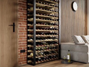 Дерев'яна винна стійка Lenmar Serie RW LOFT 135 для 135 пляшок, полиця для вина, флаконів, підставка для винного погребу, 204x104x27 см
