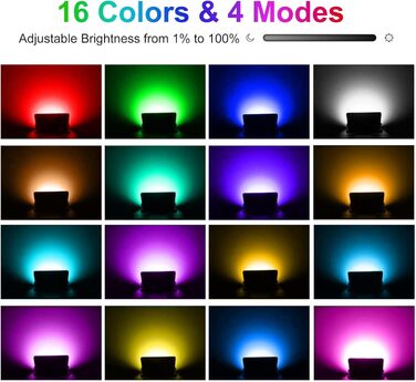 Світлодіодний прожектор для вулиці 100Вт RGB з пультом і Bluetooth, LED ландшафтний світильник з керуванням через додаток, водонепроникний IP66, для саду та двору, набір 2 шт.
