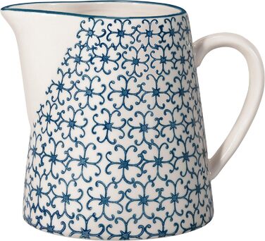 Керамічний глечик Bloomingville Kristina, ретро, синій, 700 мл – для молока, чаю, Ø 11,5×12,5 см