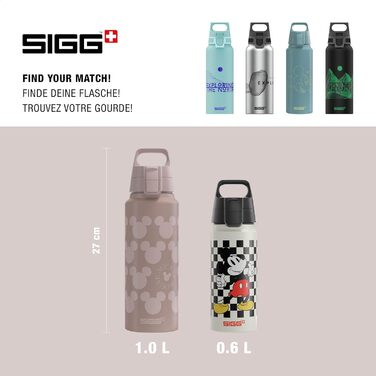SIGG Алюмінієва пляшка для води WMB ONE 0,75/1L, Disney, герметична, легка, BPA-free, для газованої води, Швейцарія, сертифікат ClimatePartner, Міккі Маус
