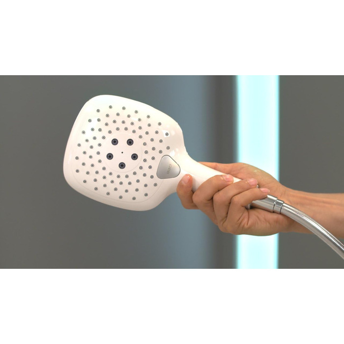 Душова лійка hansgrohe Raindance Select E 150x150 мм, 3 режими, антивапняна, економія води, біла/хром
