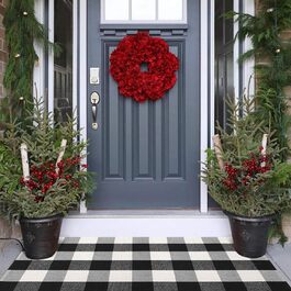 Килимок LEEVAN Buffalo Plaid 70x109 см, чорно-білий, бавовняний, для вулиці та дому, вхідний та кухонний, праний