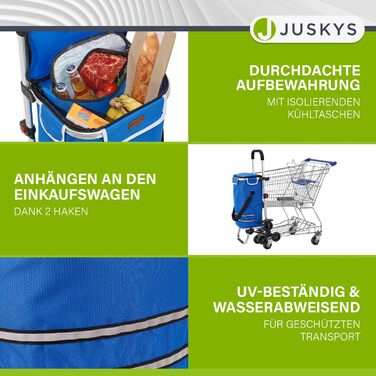 Сходовий візок для покупок Juskys 3в1, 56 л, складний, темно-синій