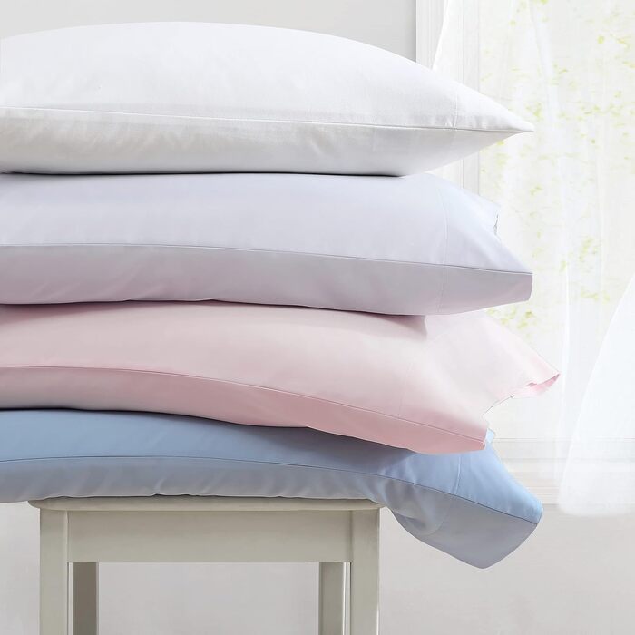 Комплект постільної білизни Laura Ashley для двоспального ліжка King Size, розкішна сатинова бавовна, щільність 800 ниток, білий, однотонний, м'який і гладкий текстиль для дому