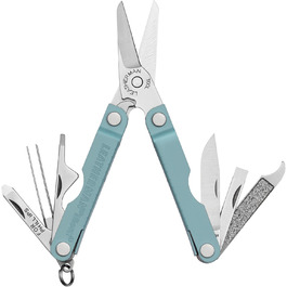 Мультитул Leatherman Micra з нержавіючої сталі, брелок з пружинними ножицями та 9 інструментами, Arctic Blue