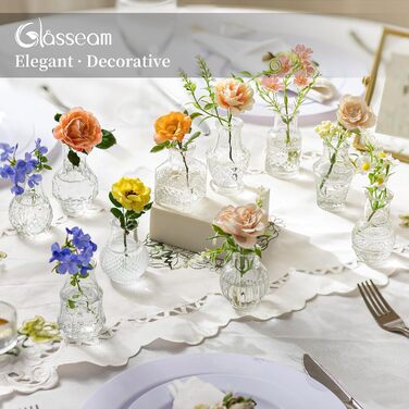 Glasseam набір маленьких скляних ваз 20 шт для декору столу, міні вази вінтажні для весілля, вечірки, дня народження, дому, вітальні